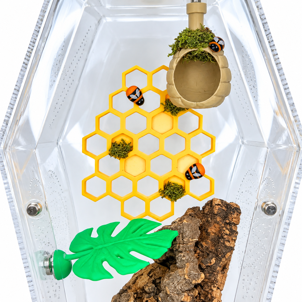 🐝 Bumblebee Enrichment Decor Set – Magnetic 3D Printed Habitat Decor