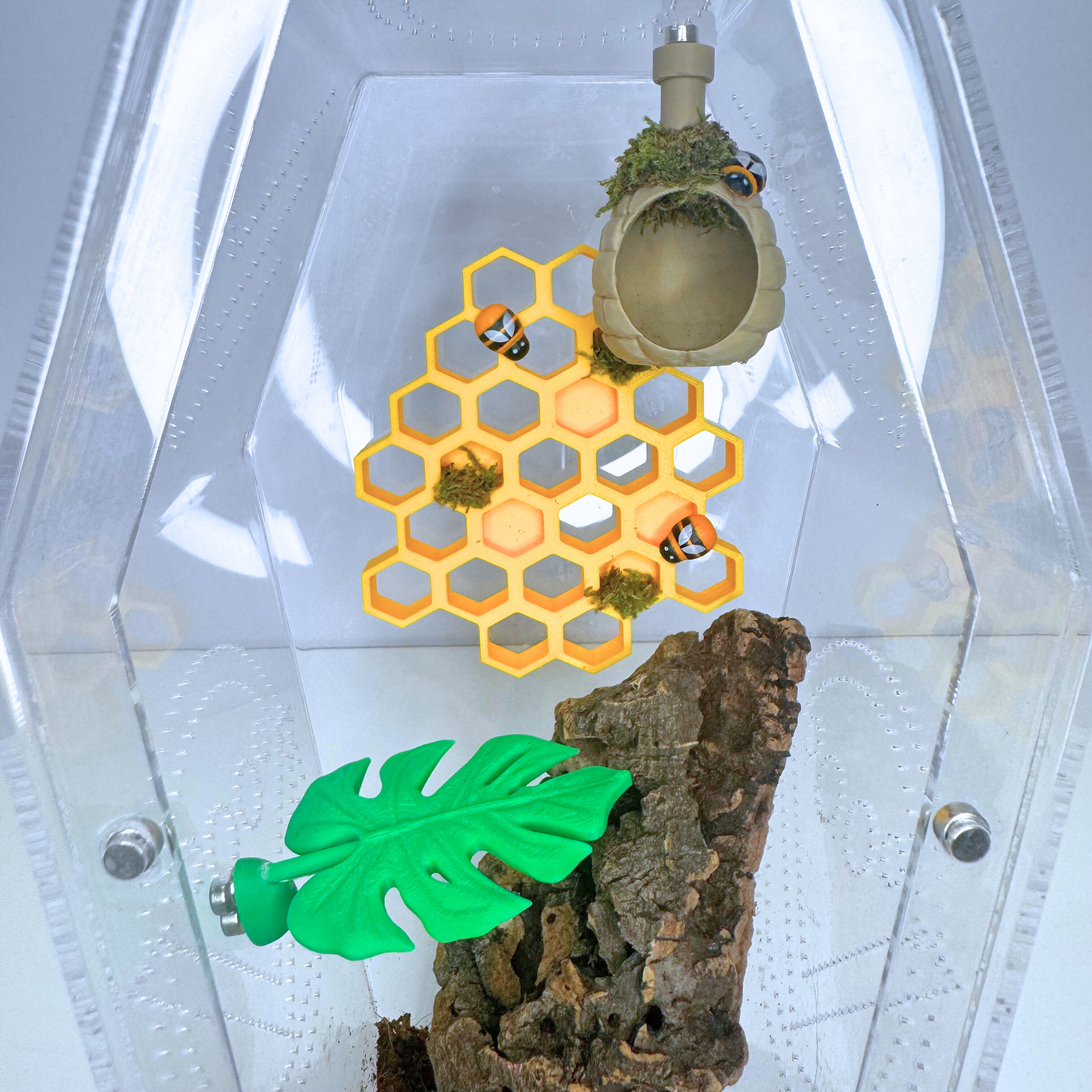 🐝 Bumblebee Enrichment Decor Set – Magnetic 3D Printed Habitat Decor
