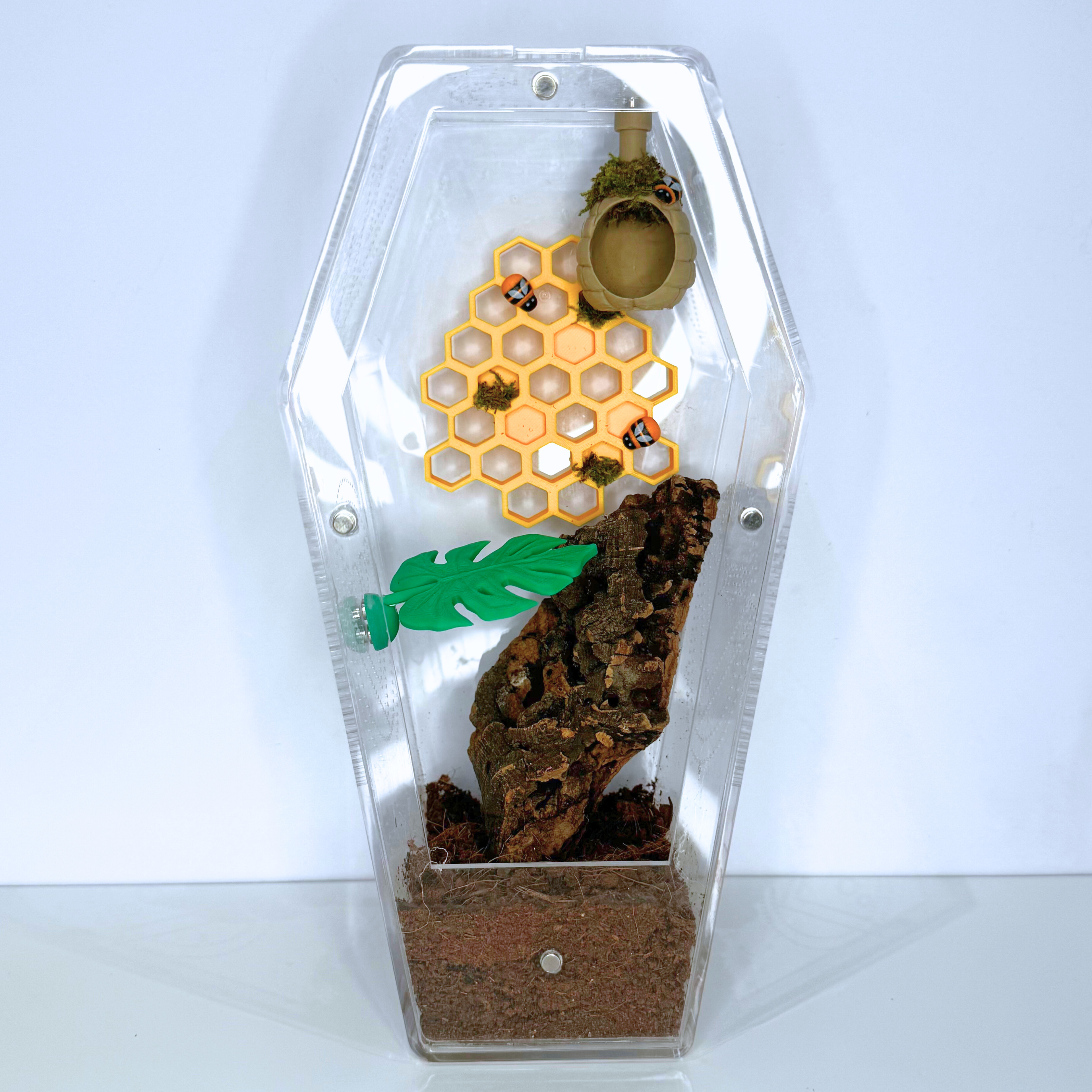 🐝 Bumblebee Enrichment Decor Set – Magnetic 3D Printed Habitat Decor