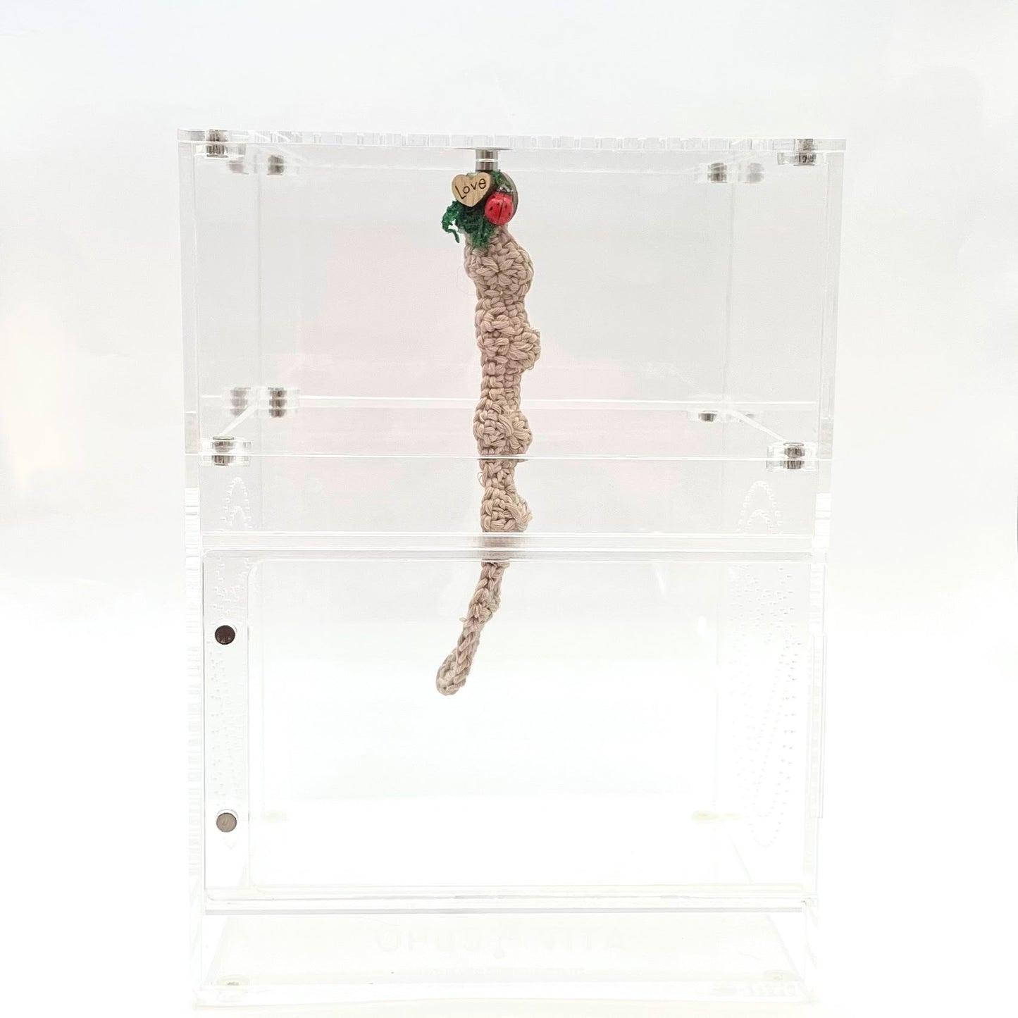 Crocheted Hanging Helter Skelter - Natural Love Bug - Jumping Spider Setup - Opus Vita