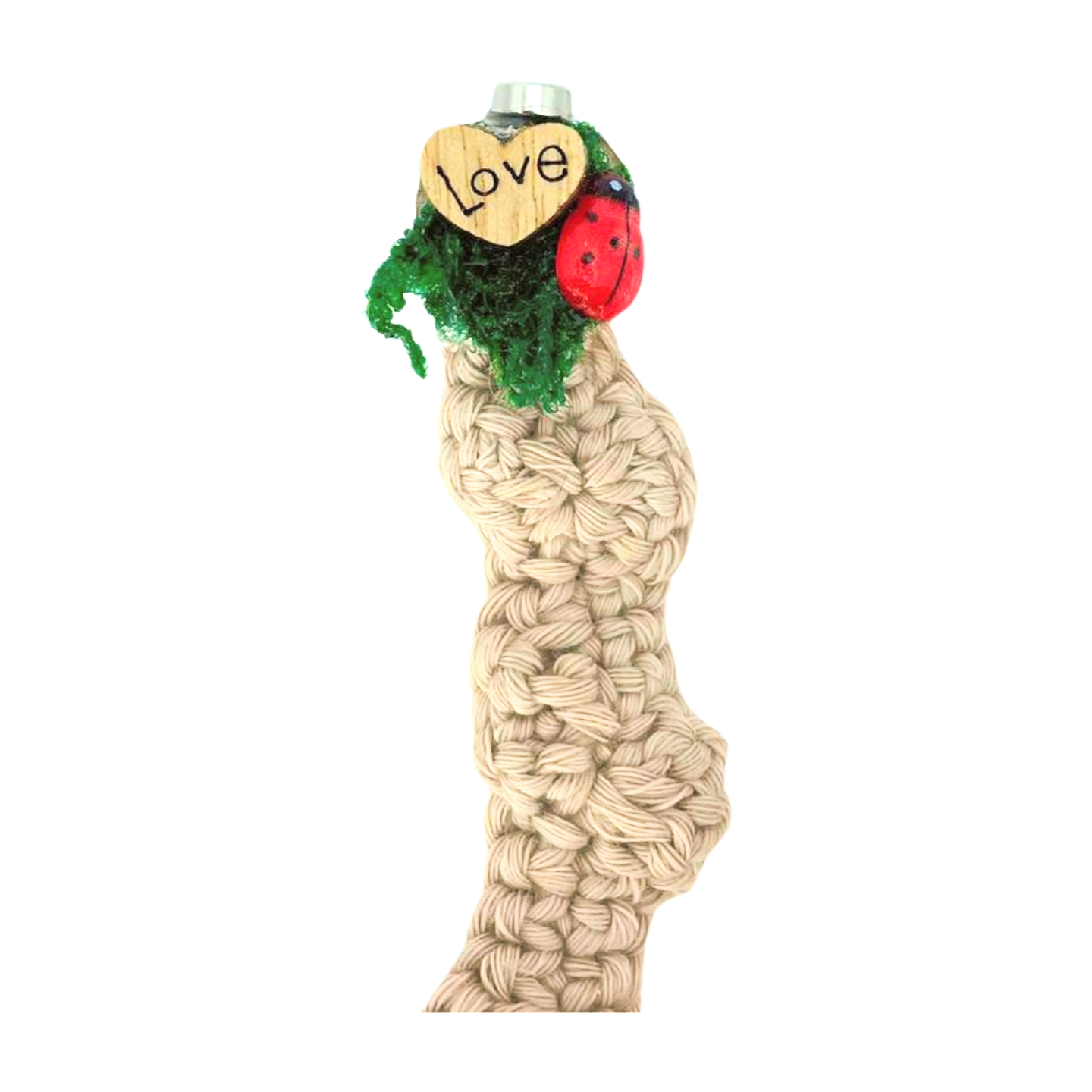 Crocheted Hanging Helter Skelter - Natural Love Bug - Jumping Spider Setup - Opus Vita