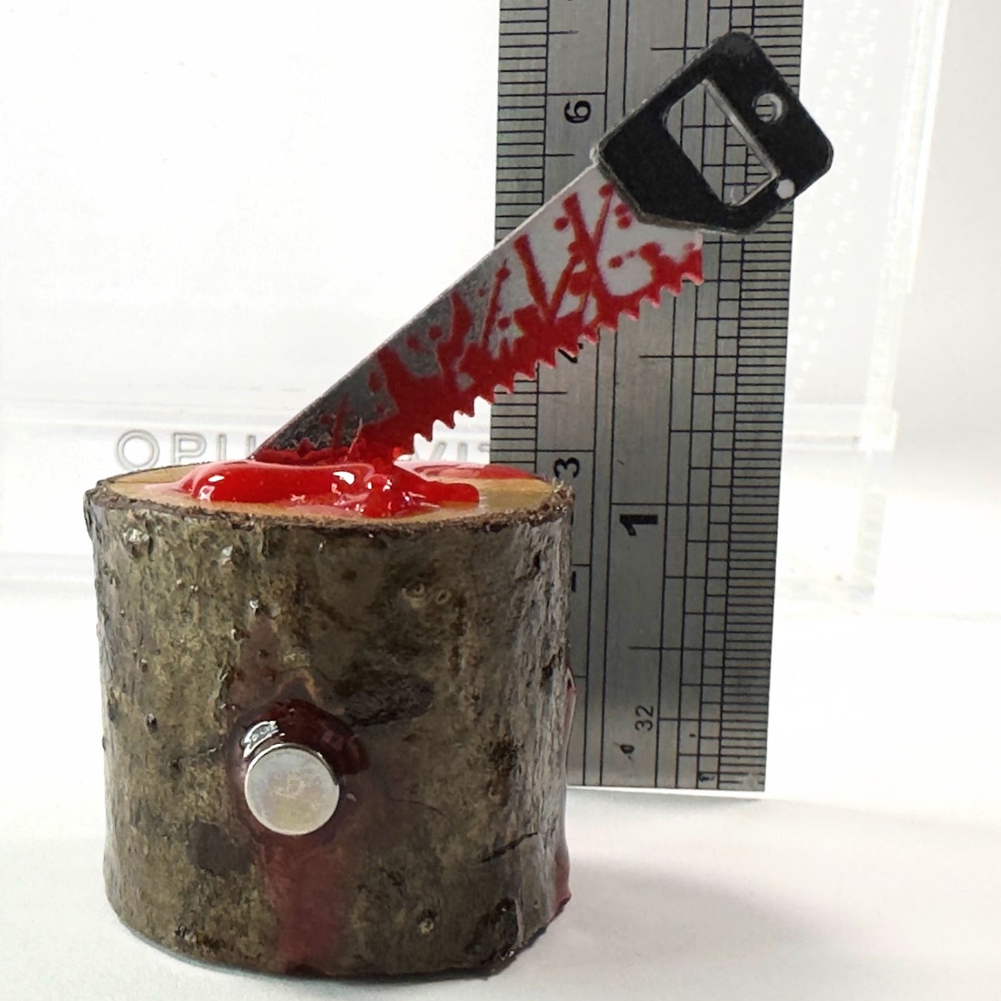 Halloween - Mini Bloody Butchers Block with Weapon - with Magnets - Jumping Spider Setup - Opus Vita