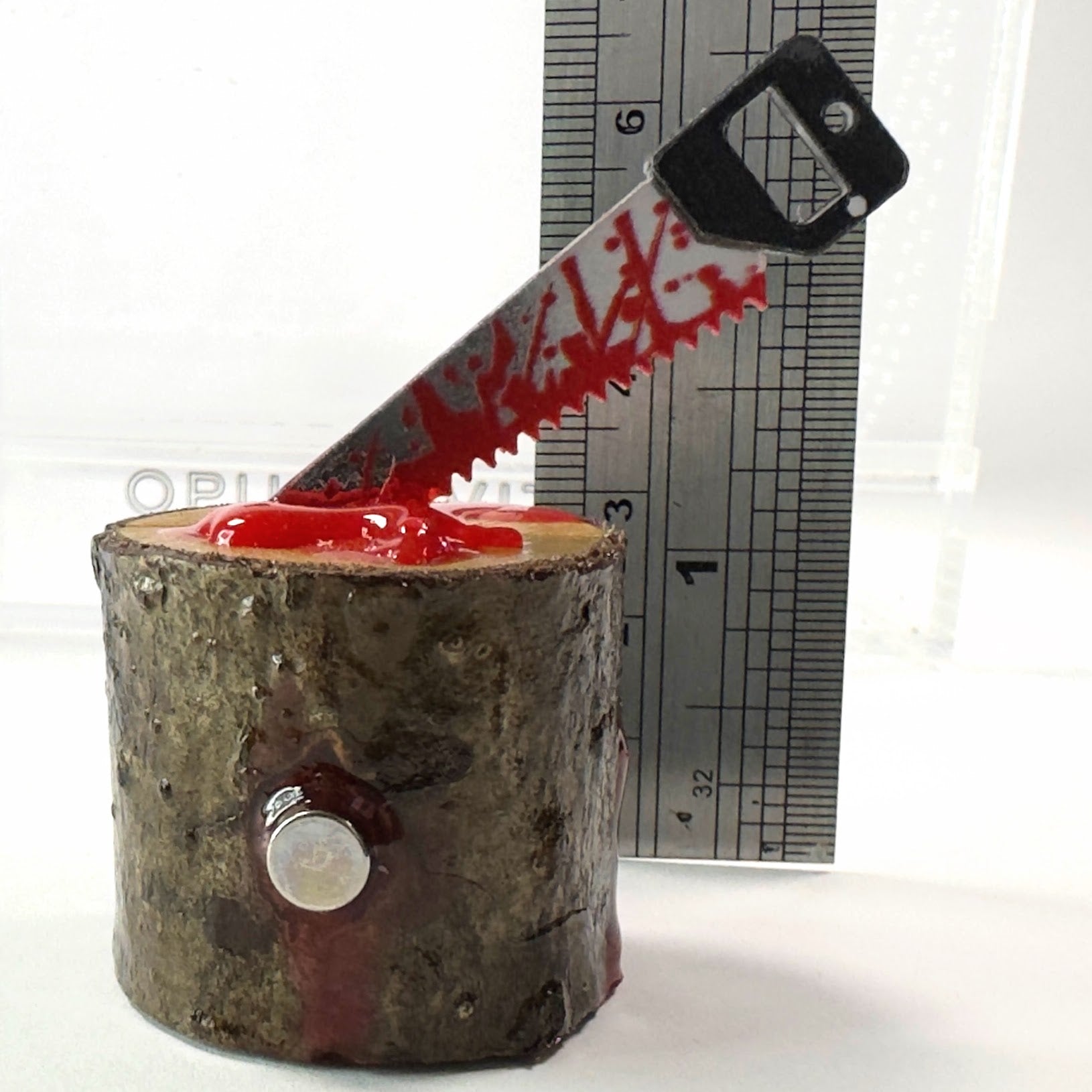 Halloween - Mini Bloody Butchers Block with Weapon - with Magnets - Jumping Spider Setup - Opus Vita