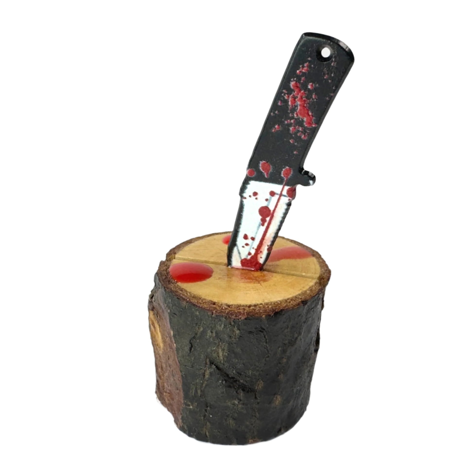 Halloween - Mini Bloody Butchers Block with Weapon - with Magnets - Jumping Spider Setup - Opus Vita