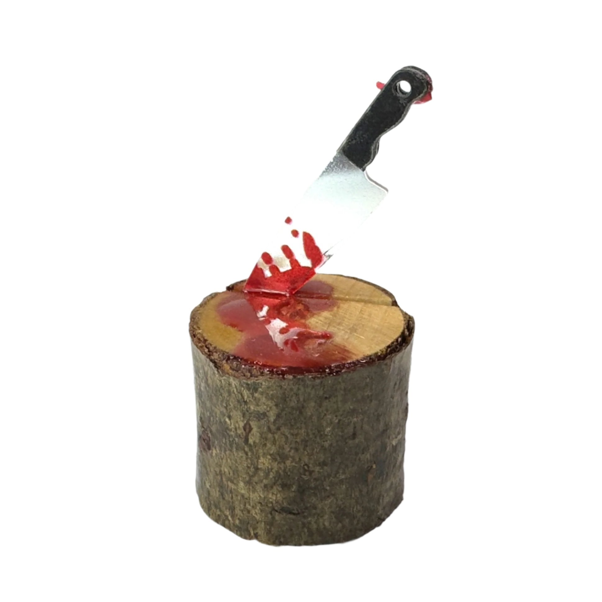 Halloween - Mini Bloody Butchers Block with Weapon - with Magnets - Jumping Spider Setup - Opus Vita